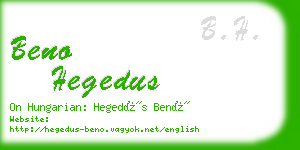 beno hegedus business card